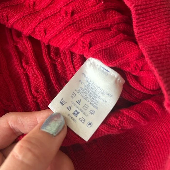 100% cotton lands end red turtleneck sweater - Picture 4 of 5